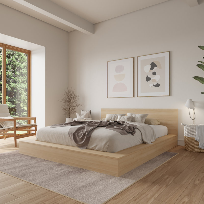 Makoa Low Platform Bed Set Queen Union Rustic Color Beige